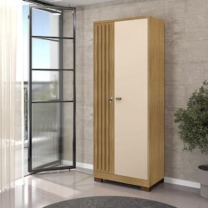 Armário Multiuso Ambiente Versatill 2 Portas Com Chave Carvalho Americano Off White - Incorplac