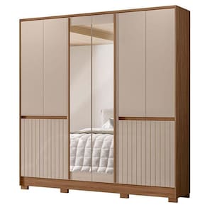Guarda Roupa Casal Alasca 10 Portas Carvalho Fendi Com Espelho - Moval