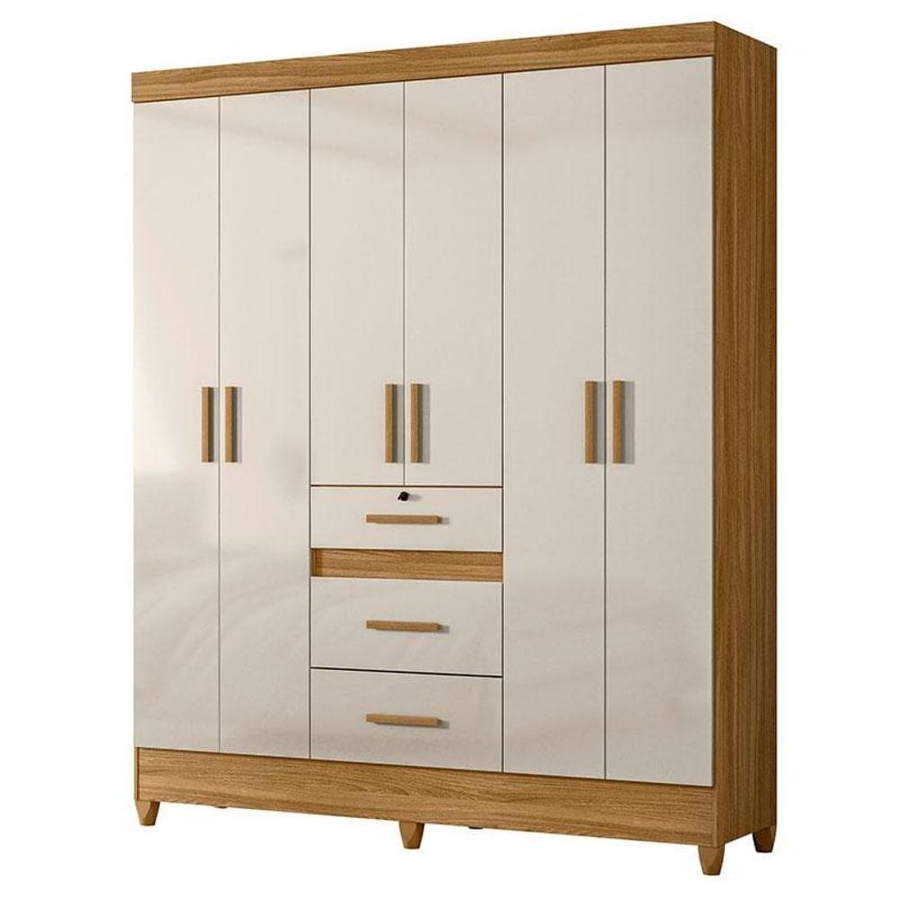 Guarda Roupa Casal Itatiba 6 Portas Freijó Off White - Moval