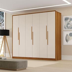 Guarda Roupa Casal Ambiente Córdoba 6 Portas Freijó Off White Pina - Luapa