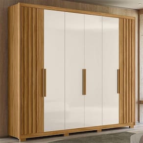 Guarda Roupa Casal Ambiente Araguaia 6 Portas Freijó Off White - Moval