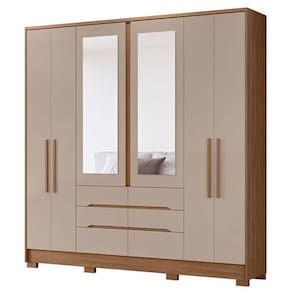 Guarda Roupa Casal San Francisco 6 Portas Carvalho Fendi Com Espelho - Moval