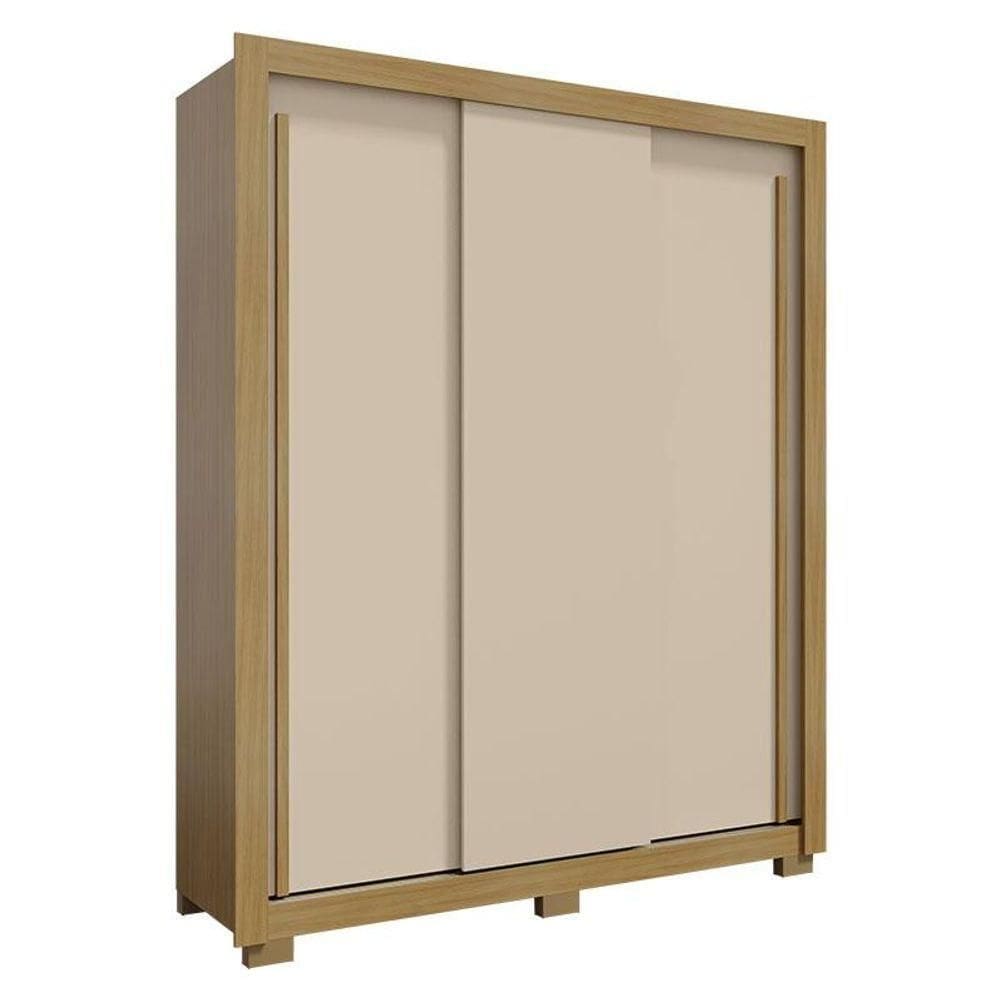 Guarda Roupa Solteiro Nevoa Flex 3 Portas De Correr Carvalho Americano Off White - Incorplac