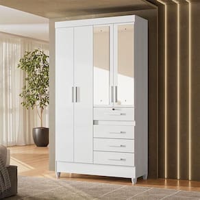 Guarda Roupa Infantil Ambiente Sobral 4 Portas Branco Flex Com Espelho - Moval