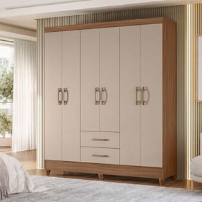 Guarda Roupa Casal Ambiente Panamá 6 Portas Carvalho Fendi - Moval