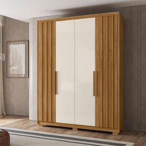 Guarda Roupa Solteiro Ambiente Califórnia 4 Portas Freijó Off White - Moval