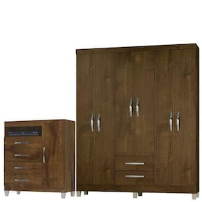 Guarda Roupa Casal Módena E Cômoda Cannes 1 Porta Malbec - Incorplac