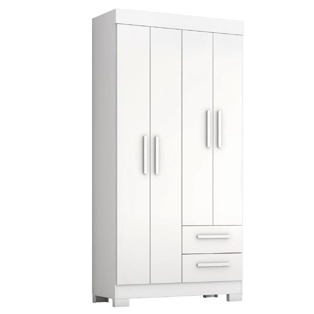 Guarda Roupas Solteiro 4 Portas 2 Gavetas Malta Branco Flex Notável