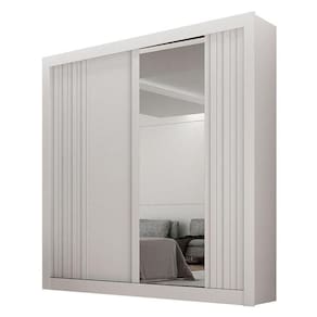 Guarda Roupa Solteiro 2 Portas Milano Com Espelho Branco - Leifer Móveis