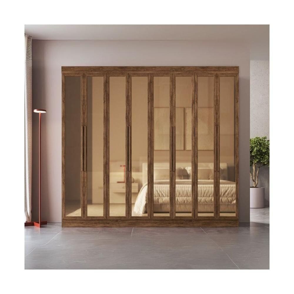 Guarda-roupas Casal 8 Portas Com Vidro Multimóveis Cr35259 Castanho