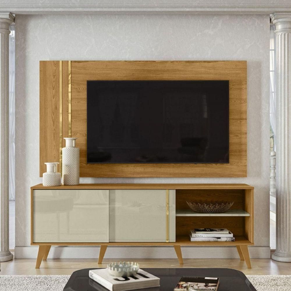 Rack Com Painel Madetec Cronos Para Tv Até 65 Polegadas Cumaru/opala