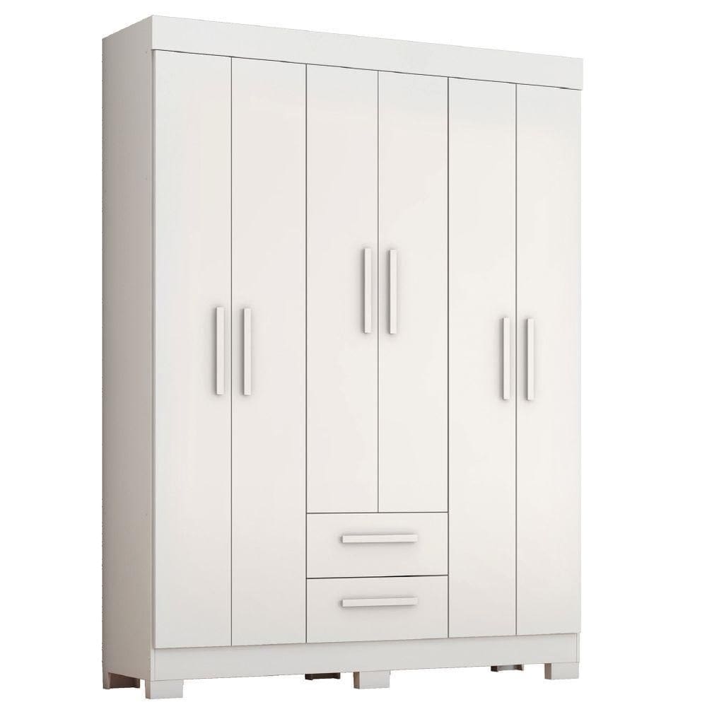 Guarda Roupas Casal 6 Portas 2 Gavetas Libano Branco Flex Notável
