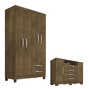 Guarda Roupa Solteiro Modena 4 Portas Com Cômoda Madri Malbec - Incorplac