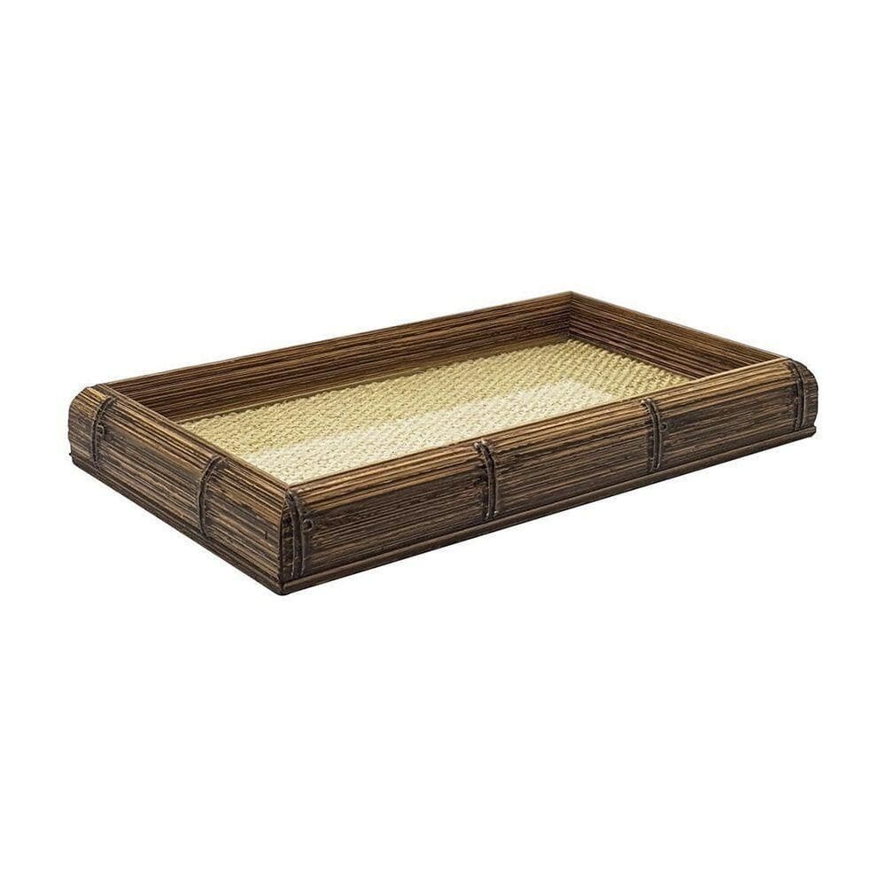 Bandeja Madeira Bambu Com Sisal Natural Woodart 30x17cm