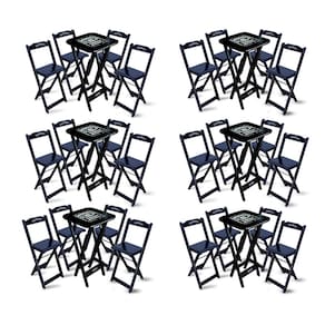 Kit 6 Conjuntos de Mesa Bistrô Dobrável Jack Daniel`s com 4 Banquetas de Madeira Preta