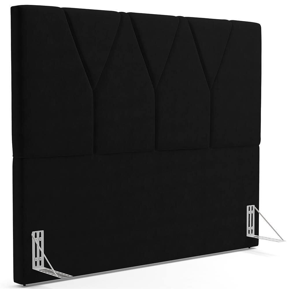 Cabeceira Cama Casal King 195cm Aura Suede W01 Preto - Mpozenato