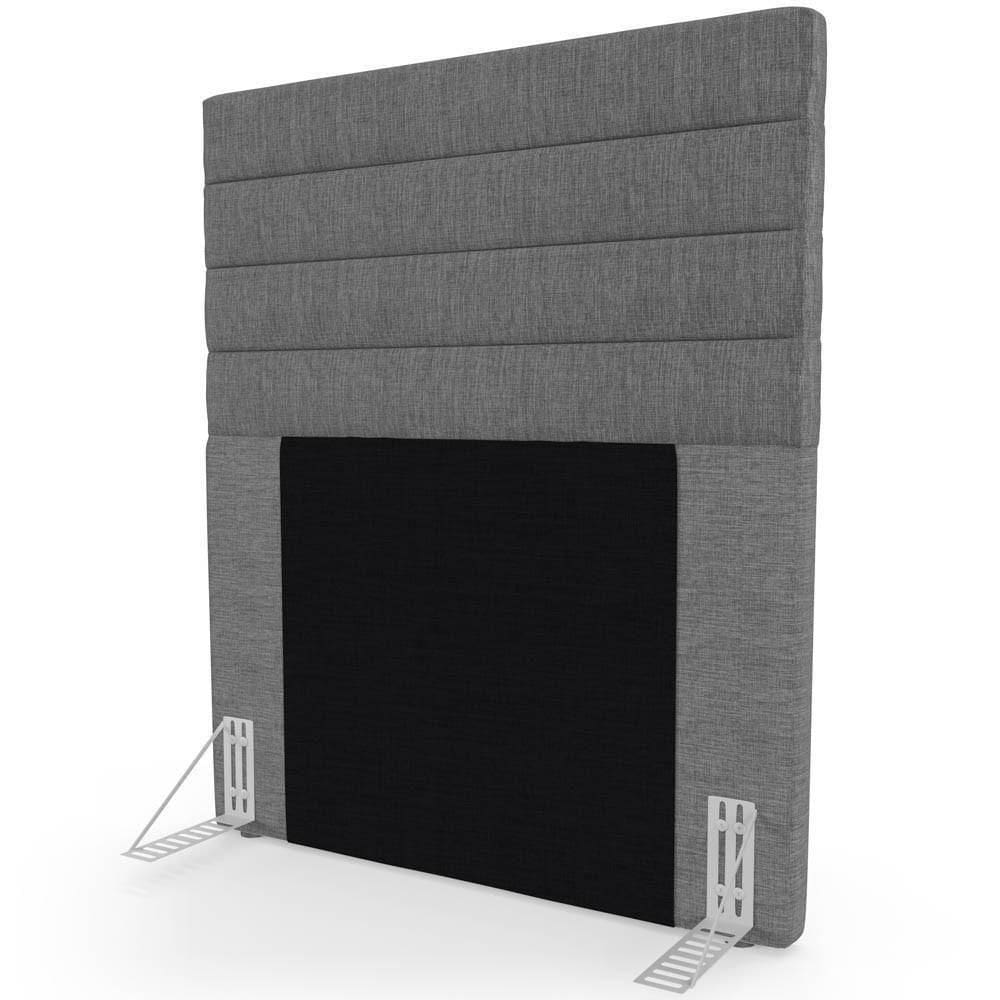 Cabeceira Cama Solteiro 90cm Rubi W01 Linho Cinza Escuro - Mpozenato