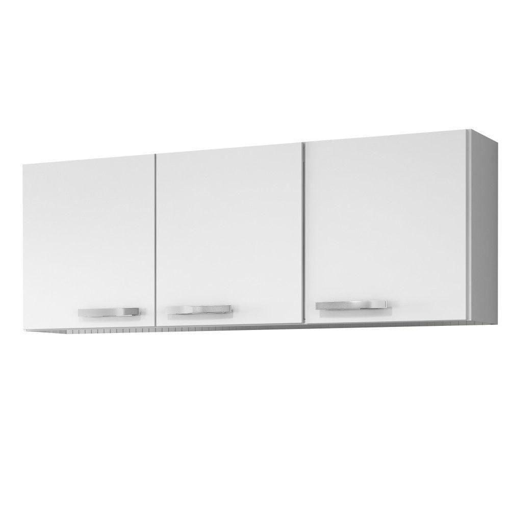 Armário Aéreo De Cozinha Parma 150cm 3 Portas - Lumil Móveis Branco
