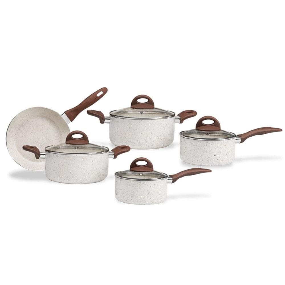 Jogo De Panelas 5 Peças Indução Vanilla Em Alumínio E Revestimento Cerâmico Ceramic Life Smart Plus Brinox
