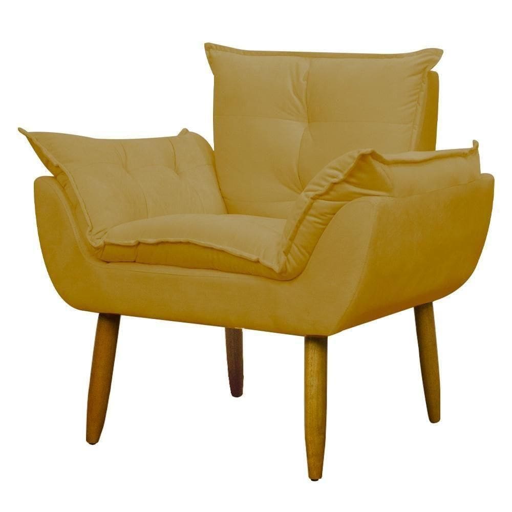Poltrona Decorativa Para Consultório Opala Suede Herrero Amarelo