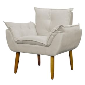 Poltrona Decorativa Para Consultório Opala Suede Herrero Bege
