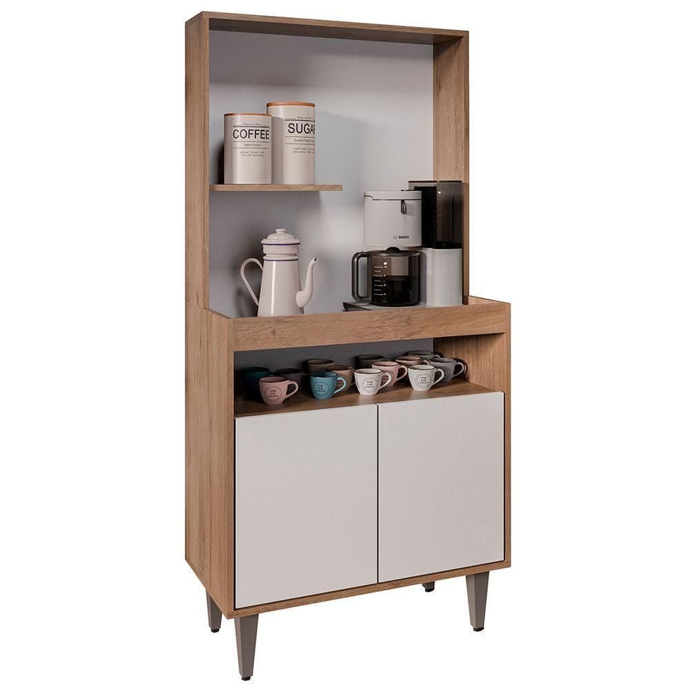 Armário De Cozinha 2 Portas Cantinho Do Café 70cm Bella Z34 Freijó Branco Mpozenato