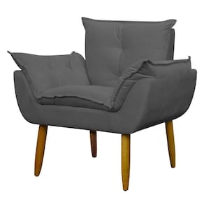 Poltrona Decorativa Para Consultório Opala Suede Herrero Cinza