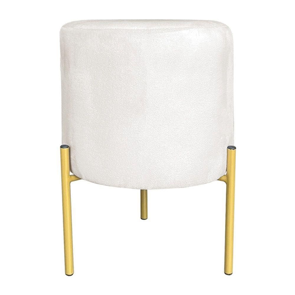 Puff Decorativo Soren Suede Pés De Ferro Dourado - Pallazio Cor Bege