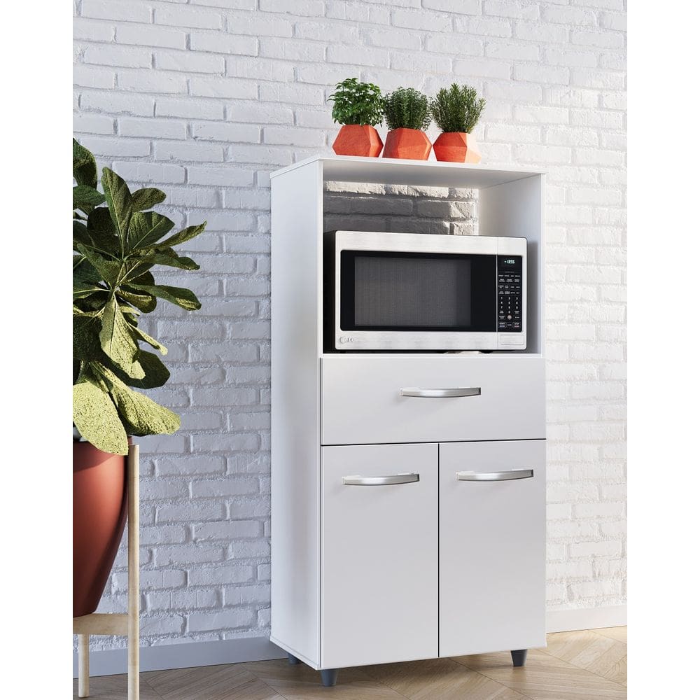 Balcão Multiuso Luna 60cm Nicho para Forno 2 Portas 1 Gaveta - Branco Móblis