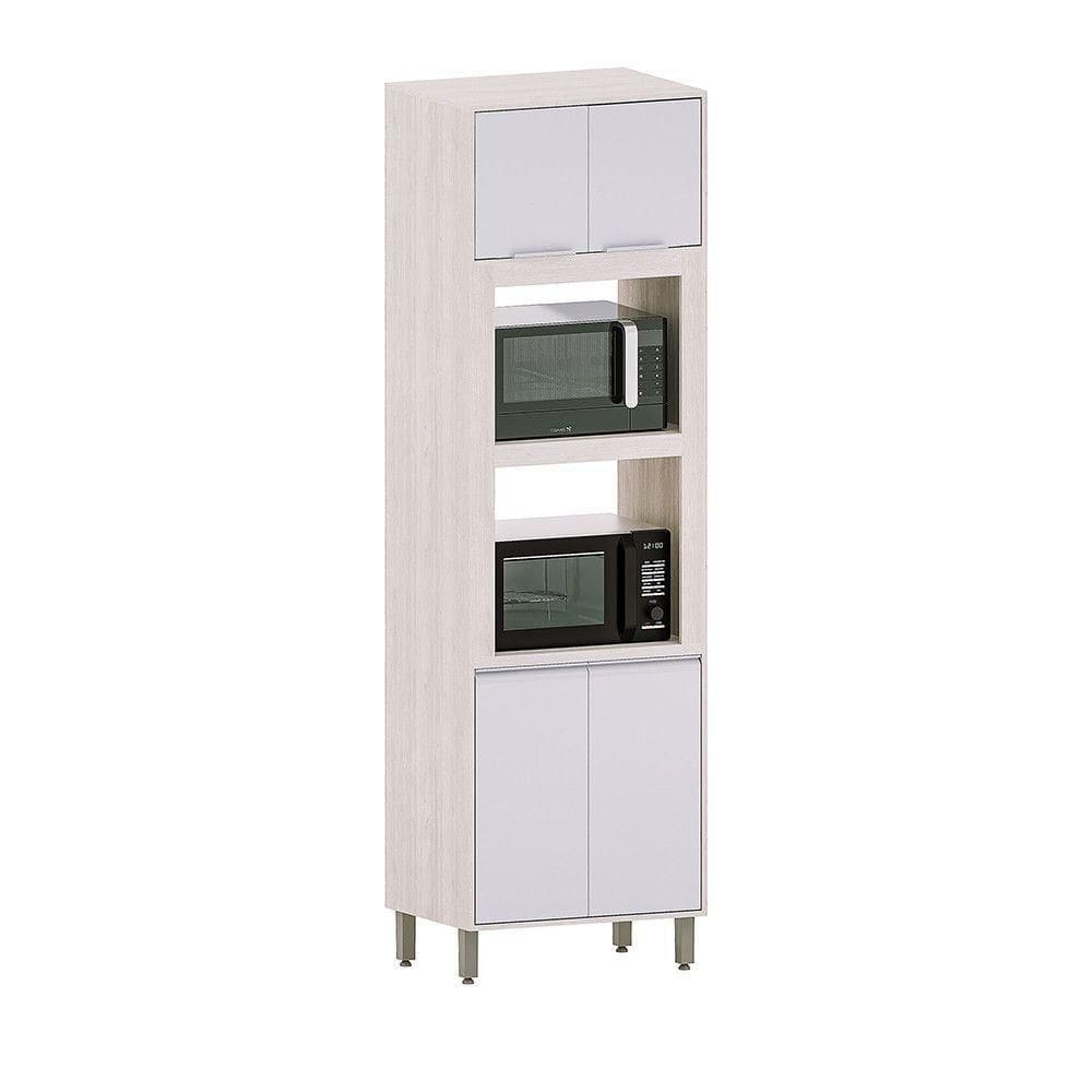 Paneleiro De Cozinha 70cm Com 2 Nichos Para Forno E Microond Pátina-cinza Cristal