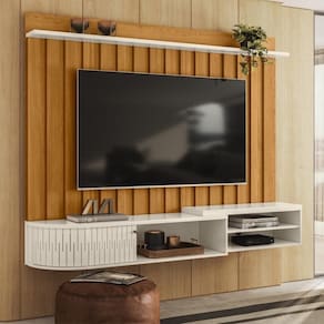 Painel Bancada Suspensa 1 Porta Tvs Até 75 Polegadas ímola - Cinamomo Off White