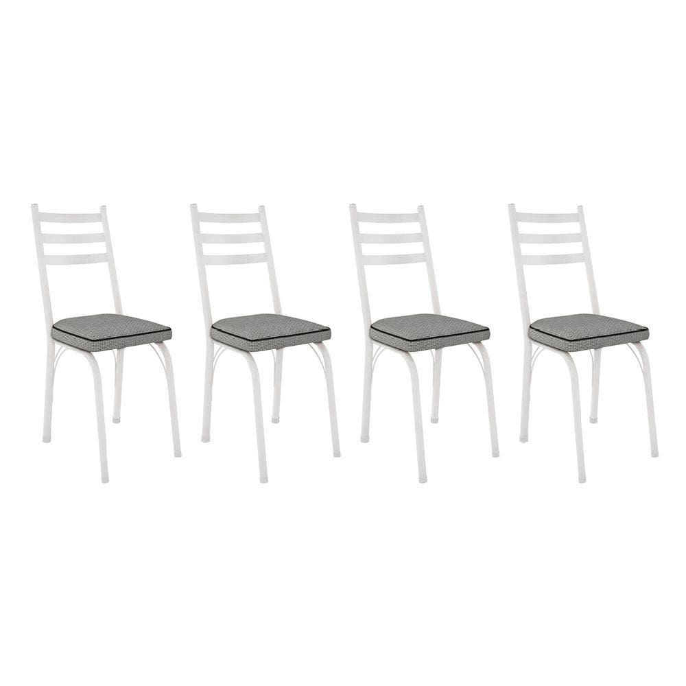 Kit 4 Cadeiras De Cozinha Luisiana Estampado Platina Pés De Ferro Branco - Pallazio