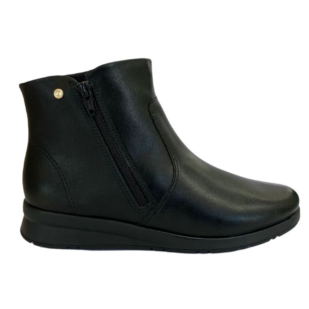 Bota ComfortFlex 2592303 Feminino Preto cano curto