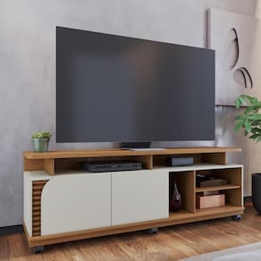 Rack Bancada 2 Portas Com Rodízio Jurerê - Freijó Off White Matte