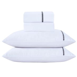 Jogo De Cama Lençol Casal Veraneio Percal 300 Fios 4 Peças - Branco - 100% Poliéster