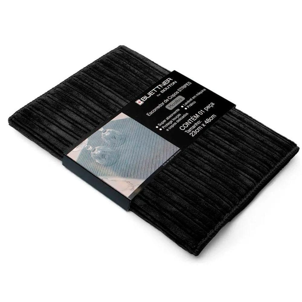 Escorredor De Copos Buettner Microfibra 80% Poliéster-20% Poliamida Cooking Stripes 23cm X 48cm Preto