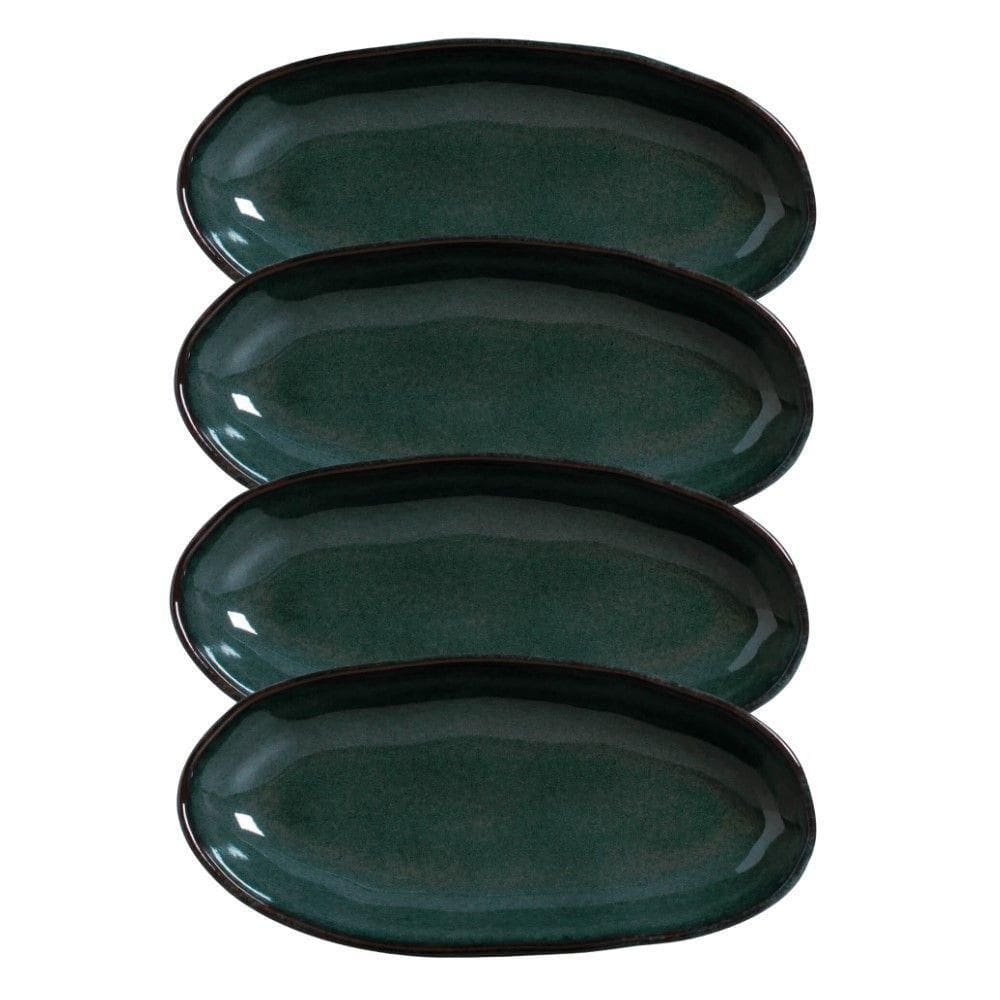 Conjunto Com 04 Travessas Oval Funda Grande 32x16 Cm Orgânico Oceano Porto