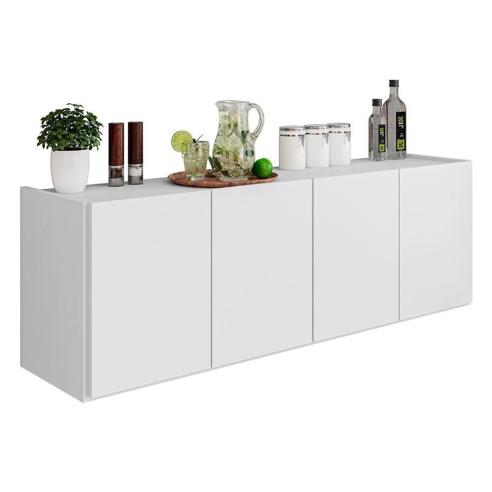 Balcão De Cozinha Suspenso 118cm 4 Portas Monna Branco Z34 Mpozenato