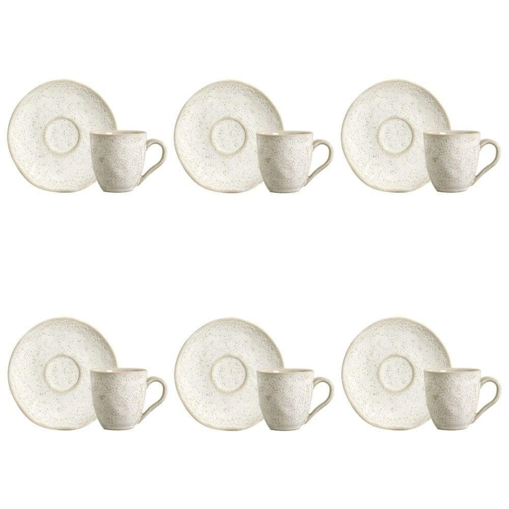 Conjunto De Xícara De Cafezinho Com Pires 06 Peças Orgânico Vanilla Porto