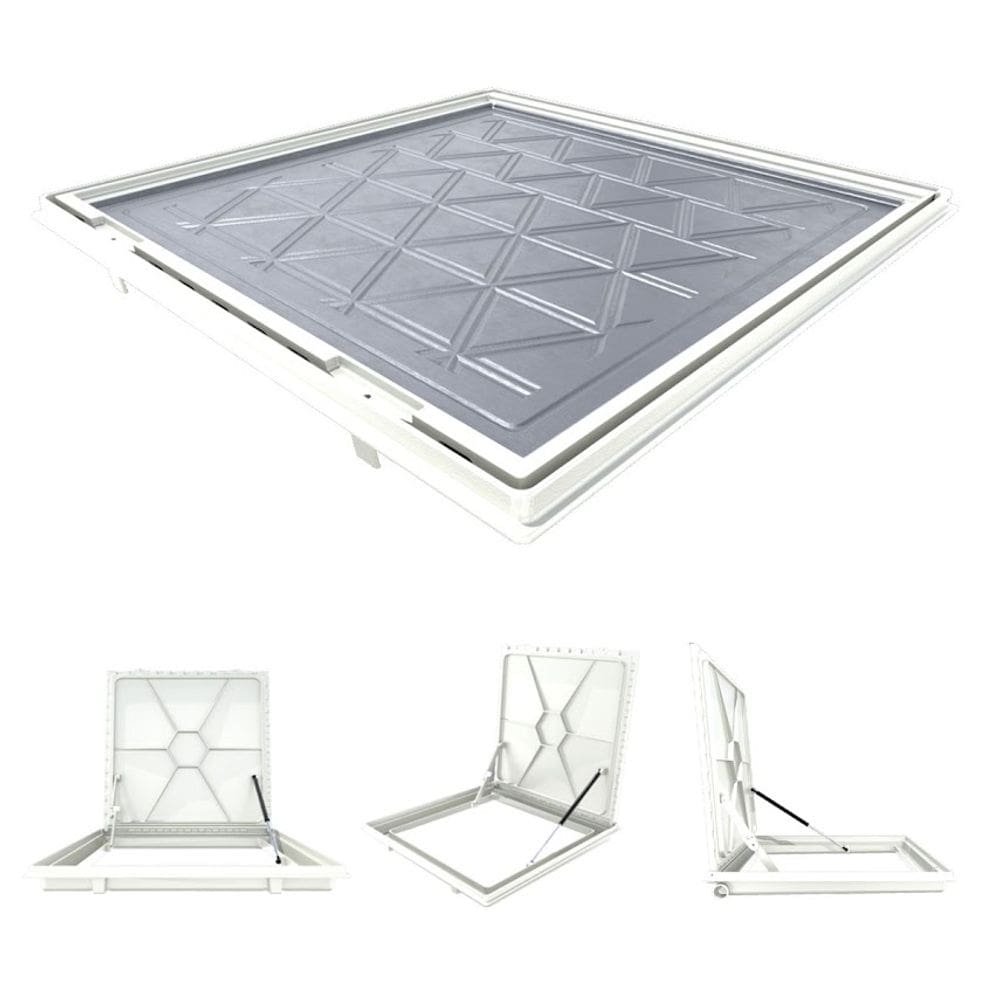 Tampa Piscina Casa Máquina 1x1m Articulada Rebaixada Branca