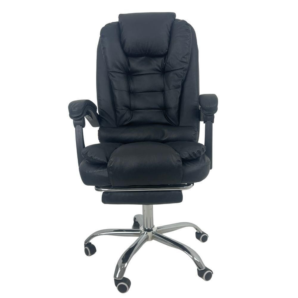 Cadeira De Escritório Presidente Soft Ergonômica Apoio Para Pés Preto