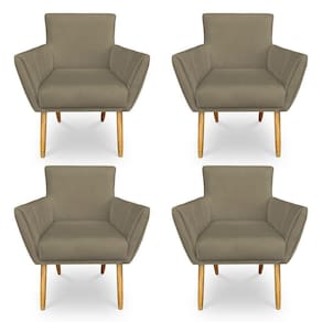 Kit 4 Poltronas Decorativa Leticia Suede Marrom Rato Pés Palito Castanho - Pallazio