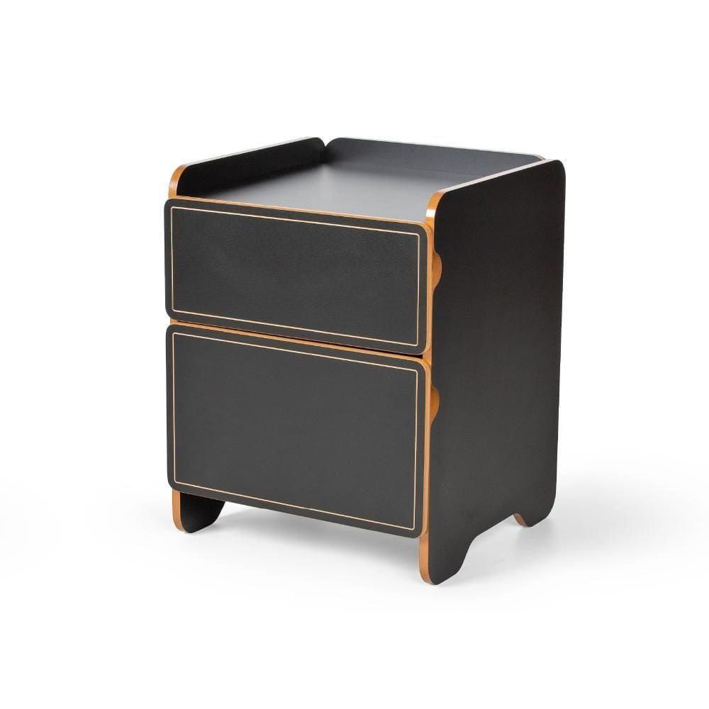 Mesa De Cabeceira 2 Gavetas 45cm Cindy - Preto