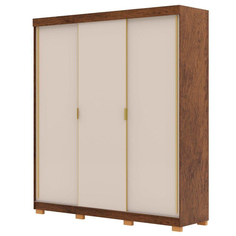 Guarda Roupa Casal 200cm 3 Portas Porto Imbuia Fendi Vila Rica