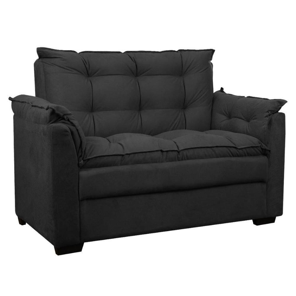 Sofá Confortável 1,40 Pequeno Compacto Small Preto