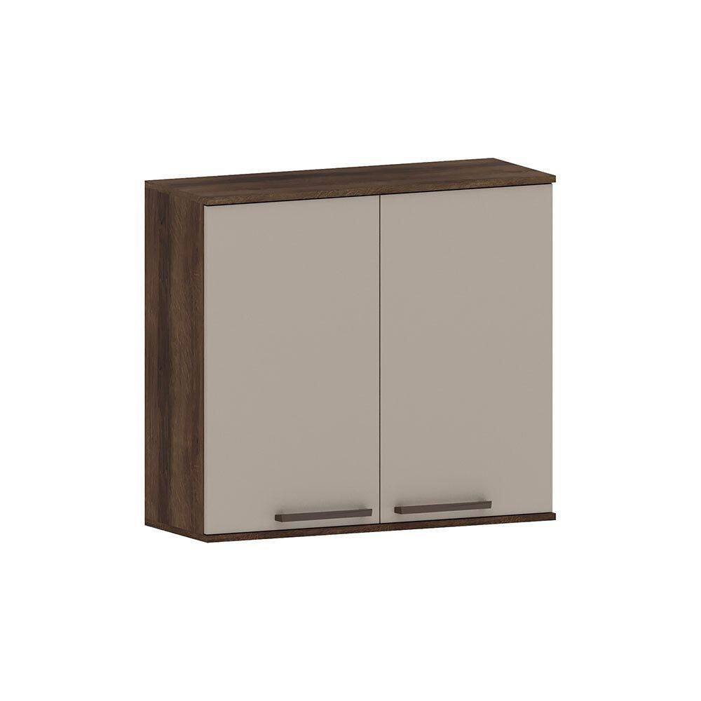 Armário Aéreo 80cm 2 Portas Luna Luciane Móveis Nogueira Dourado-cinammon
