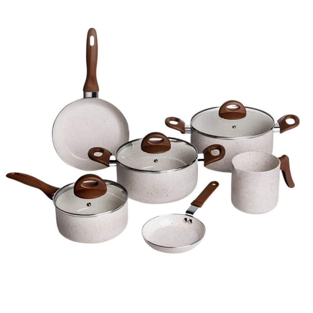 Jogo De Panelas 6 Peças Vanilla Em Alumínio E Revestimento Cerâmico Ceramic Life Smart Plus Brinox