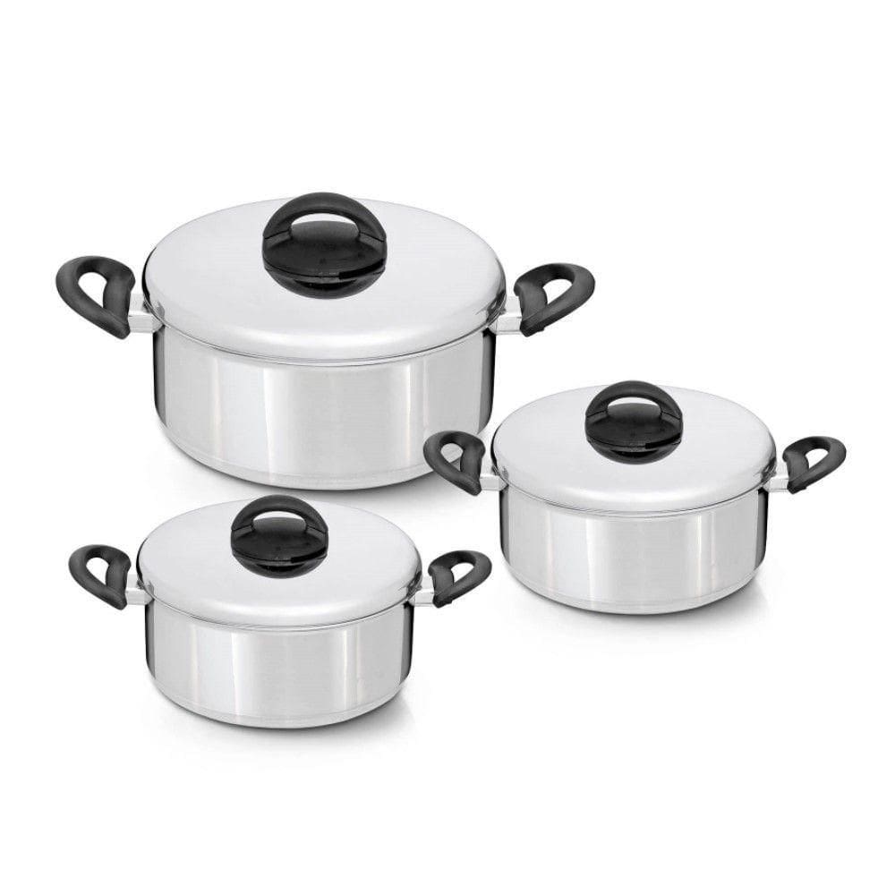 Jogo De Panelas Criativa 3 Peças Em Alumínio Polido Nigro