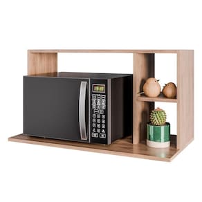 Suporte Micro-ondas Forno Armário Aéreo 80cm 2 Prateleiras Maya M24 Freijó - Mpozenato