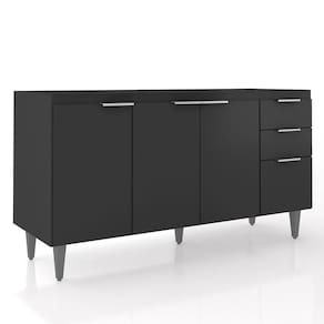 Balcão Para Pia 150cm Sem Tampo Pérola Z34 Preto Mpozenato